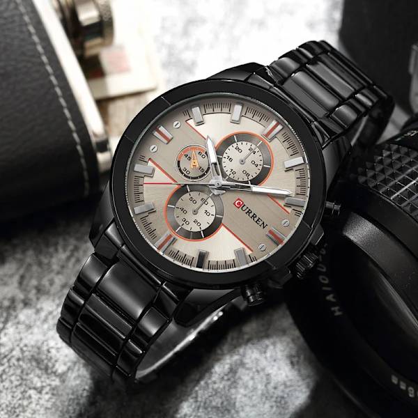 NYA CURREN Lyxmärke Män Full Steel Business Armbandsur Man Casual Vattentät Watch Quartz Watches relogio masculino black gray