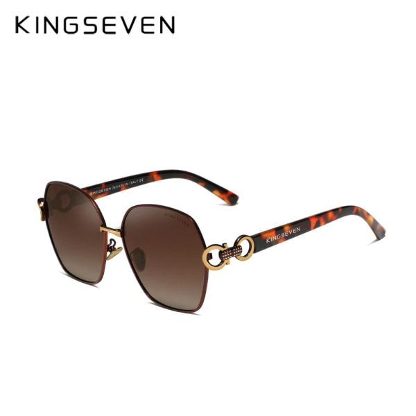 KINGSEVEN Ny design Vintage Butterfly Solglasögon Dam Retro Dubbelring Design Gradient Fyrkantiga Solglasögon Dam UV400 Leopard Brown Original