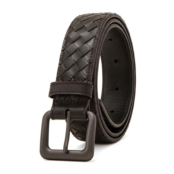 2023 New weaveBV Western Hand Brud Svart Kaffe Blå Lädernål Spänne Män Bälte Mode Jeans Causal Byxor Bälte coffee 4cm 125cm