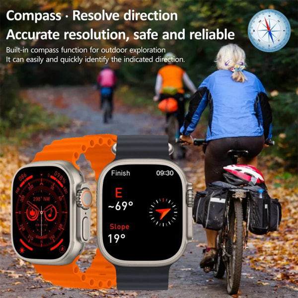 AMOLED-skärm HK8 Pro Max Ultra Smart Watch Series 8 49mm High Refresh Rtae Compass Game NFC Smartwatch Herr Sportklockor 2.12\ Black AMOLED Screen 49mm