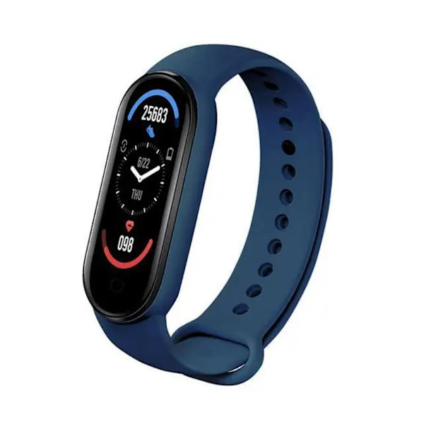 M7 Smart Watch Herr Dam Smartband Puls Smartwatch Fitness Tracker Blodtryck Sport Smart Armband för Band 7 Blue With Original Box