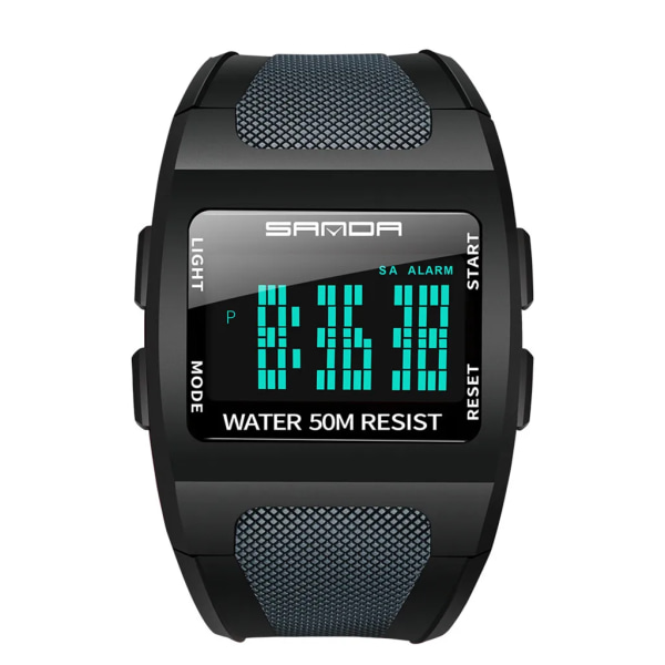 Sport Herr Digitala klockor Mode LED Watch 5Bar Vattentät Armbandsur Man Elektronisk Militärklocka Relogio Masculino Black