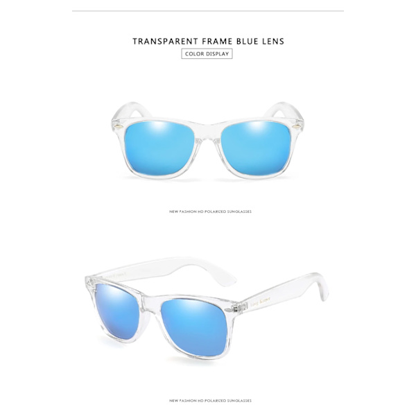 Spegelpolariserade solglasögon Dam Herr UV400 Night Vision Goggles Brand Design Transparenta solglasögon med LOGO LongKeeper transparent blue