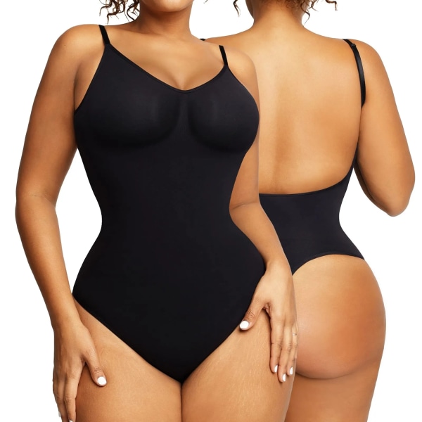 Rygglös bodysuit för kvinnor Magkontroll Shapewear Seamless Sculpting Body Shaper String linne Shaper Slimming för underkläder Black XXXL