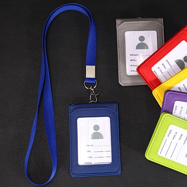 Unisex enfärgad korthållare Halsrem med nyckelbricka Hållare Personal ID-kort Buss ID-hållare Kreditkortshållare A-black