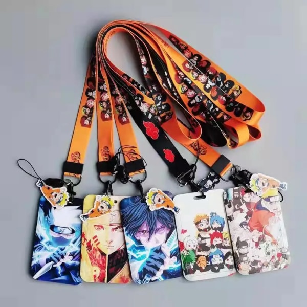 1 Set Anime Kortfodral Kort Nyckel Lanyard Cosplay Badge ID-kort Hållare Halsband Nyckelringar Uchiha Sasuke NO-Ab