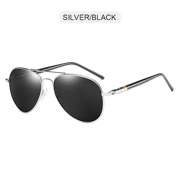 FUQIAN Mode Pilot Män Polariserade Solglasögon Oversized Metal Aviation Man Solglasögon Klassiska Svarta Driving Shades UV400 Silver Black Polarized