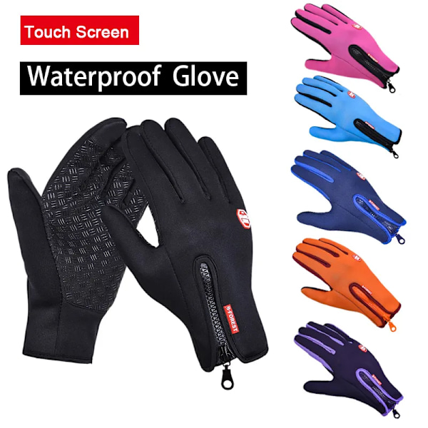 Unisex Vinter Thermal Varm Cykel Pekskärmshandskar Utomhuscamping Vandring Motorcykelhandskar Mjuk Varm Helfinger Red M