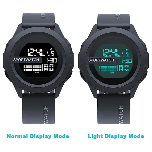 YIKAZE Watch Militär Digital Herrklockor Multifunktionsklocka Vattentät Lysande LED elektronisk armbandsur för barn A-Red