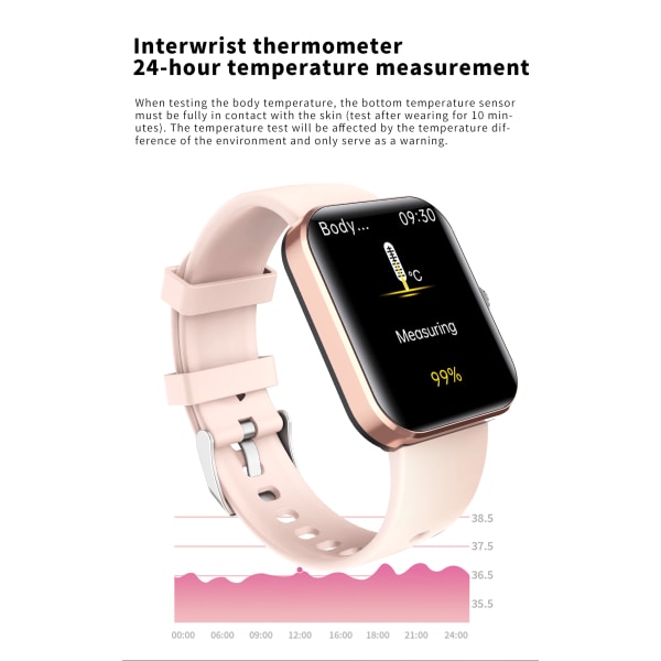 ZZYSMART Smart Watch F57L VIP Blodsocker Socker Män Kvinna Smartwatch Ny 1,9 tum Kroppstemperatur 50+ Sport Pink Pink