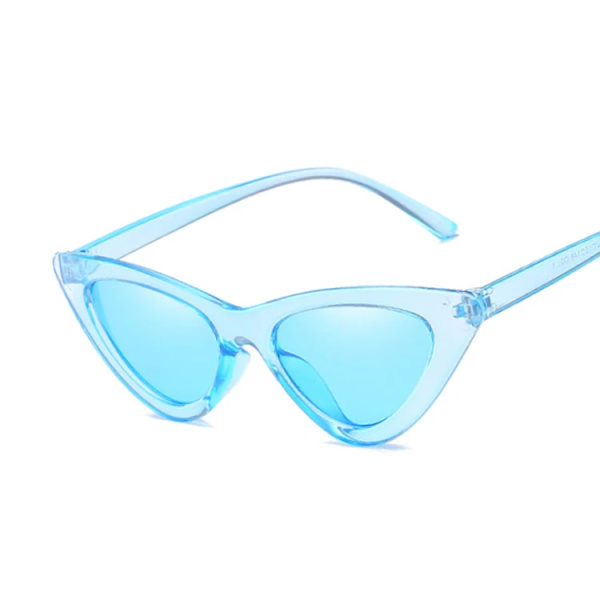 Mode Cat Eye Solglasögon Kvinna Märkesdesigner Vintage Retro Triangulära Solglasögon Kvinna Ocean Spegel Liten Oculos De Sol Blue