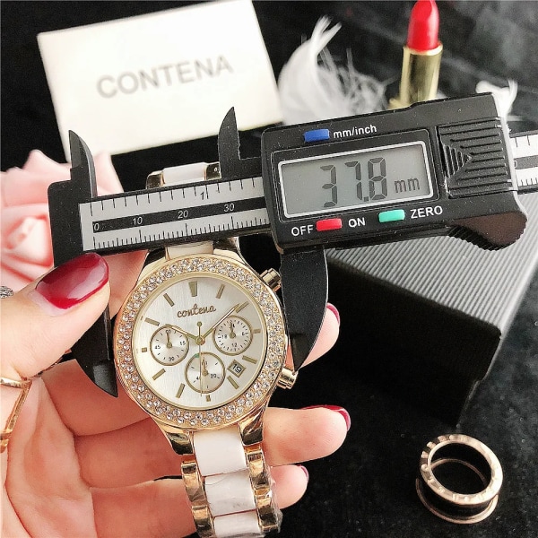 2023 CONTENA Damklockor Toppmärke Lyx Quartz Dammode Armband Rose Gold Diamond Kvinnlig Klocka Relogio Feminino Gold Gold