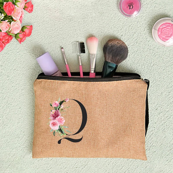 Anpassat namn Blomma Brev Kosmetikväska Bachelorette Party Neceser Makeup Väskor Dragkedja Toalettartiklar Organizer Brudtärna Presenter D4BaleQ