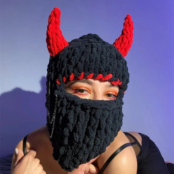 Mode Kvinnors Stickad Helansikts Skidmask Crochet Balaclava Vinter Varm Kawaii Söta Kaninöron Stickad Balaclava Ansiktsöverdrag Mask A