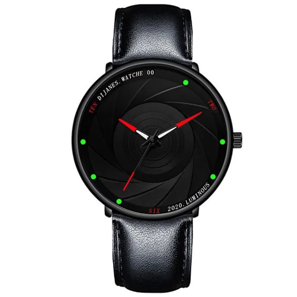 Minimalistiska herrmodeklockor Ultratunt rostfritt stål Mesh -bälte Quartz Watch Herr Casual Läderklocka reloj hombre Leather Black Red