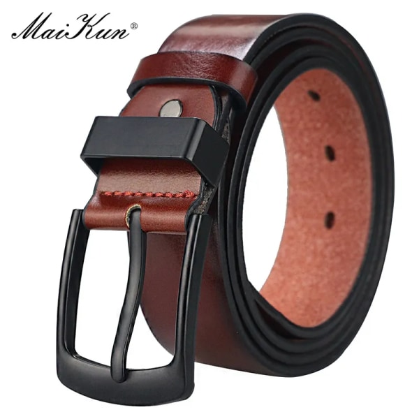 Maikun Herr Vintage Casual Bälte Svart Pin Spänne Student mångsidigt läder brett bälte Black-Upgraded style 105cm