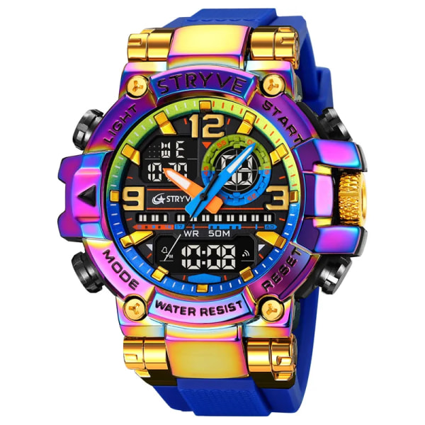 Ny STRYVE- watch för män högkvalitativ digital-analog Dual Movement 5ATM vattentäta klockor Mode sport watch 8025 8026 gold
