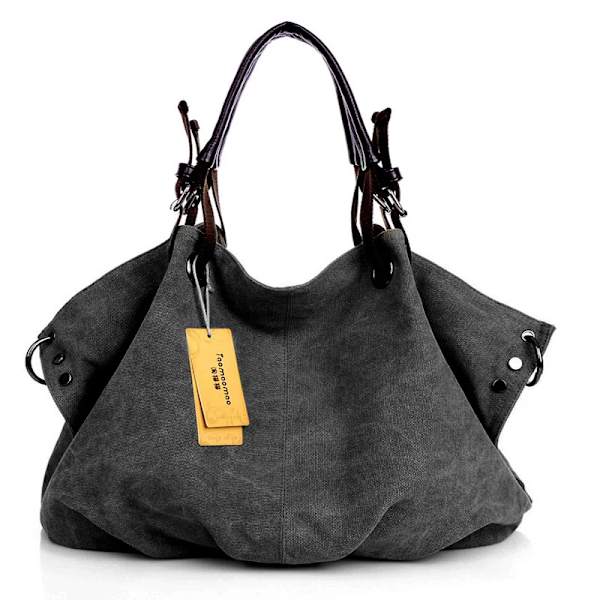 Kvinnor Canvas Messenger-väskor Kvinnliga Crossbody-väskor Solid axelväska Mode Casual Designer Kvinnlig Handväska Stor kapacitet Tote Black