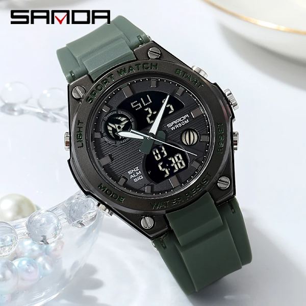 2023 Mode Dam Klockor Topp Lyx Märke Quartz Klocka Vattentät Casual Watch För tjejer Present relogio feminino Army Green