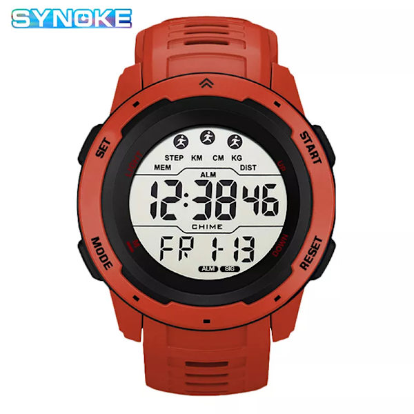 Reloj Hombre Utomhus Digitala klockor Sport LED Män Big Dial Round Watch Luminous Casual Clock Multifunction Wrist Stoppur 2022 Red
