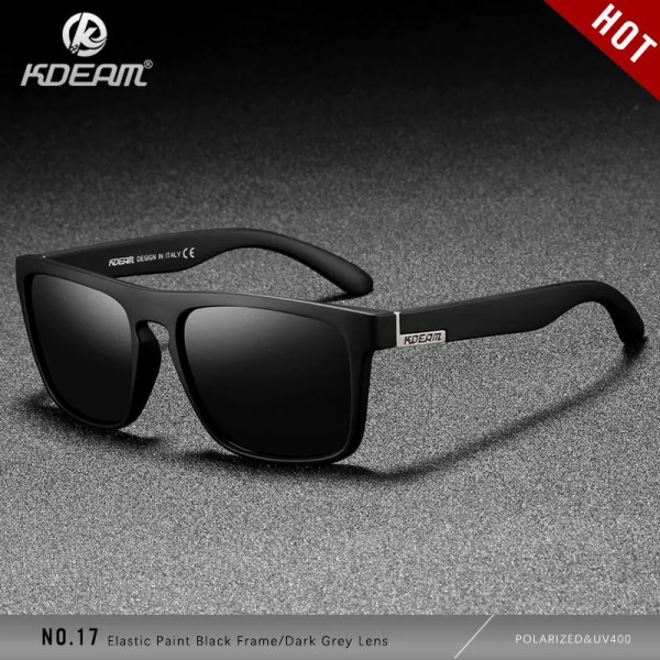 KDEAM Polarized Designer Square Solglasögon Herr eller Dam Elastisk målarram Spegel Solglasögon 17 färger tillgängliga C17 Matte Black