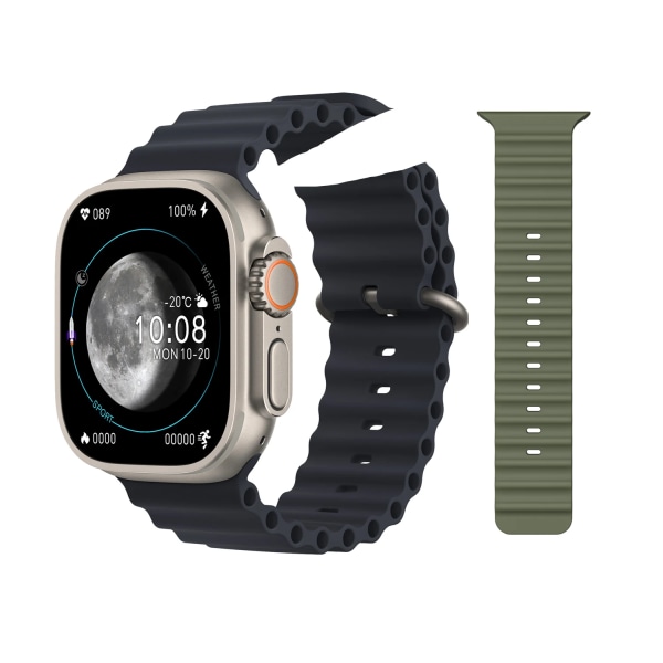 HK8 Pro Max Ultra Smart Watch Herr 49mm AMOLED Skärm Kompass NFC Smartwatch Blodtryck Fitness Klockor för Android IOS black-Marine Green