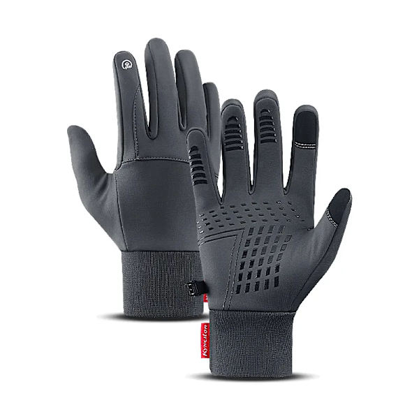Vinterhandskar Män Kvinnor Helfinger Cykling Motorcykelhandskar Man Vattentät beröring Utomhus Sport Varm thermal fleece skidhandskar Gray M