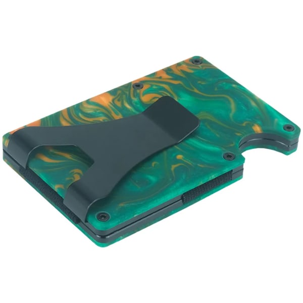 Carteira Masculina kreditkortsfodral Minimalistisk slimmad plånbok för män RFID-blockerande metallpengar Klämma ID-hållare Badge Resin 1313-1 green