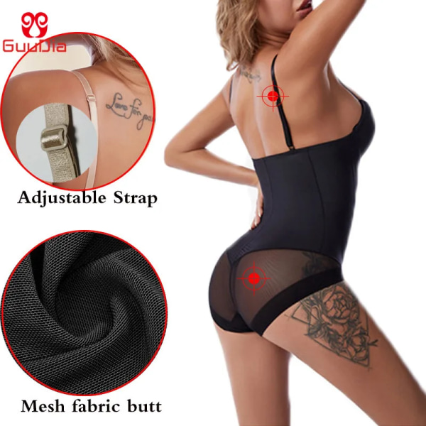 GUUDIA Kroppsformare för kvinnor Push Up Form Cup Shapers Bantning Shapewear Sömlösa Body Shapers Waist trainer Butt Lifter mesh butt-apricot L