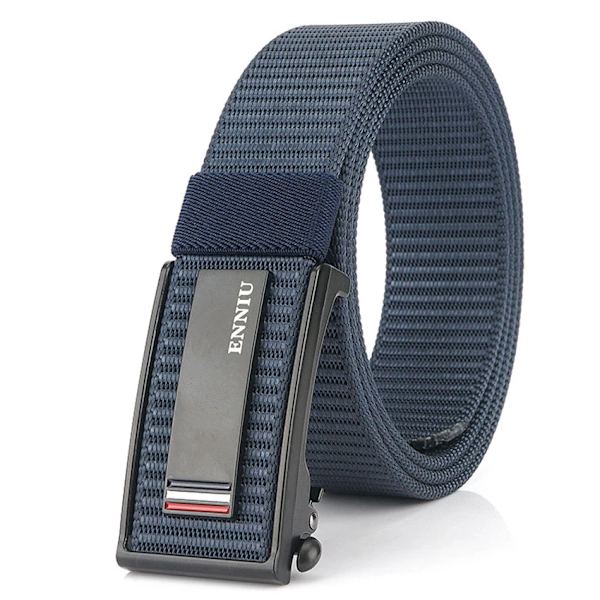 Nytt mode herrbälte Toppkvalitet Bekväma nylon för män Metall Automatiskt spänne Ung Canvas Taktisk designerbälte Blue Belt A 120cm Adjustable
