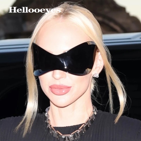 Oversized Punk Goggle Solglasögon Kvinnor Män Lyx Märke Designer Y2K Silver Sport Solglasögon One Piece Glasögon Nyanser UV400 Diamond Blue