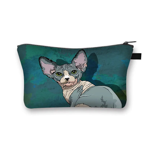 Sphynx Cat Print Kosmetikväska Kvinna Multifunktionell Skönhetsväska Dammtät förvaringsväska Dam Rese Case flickor Makeupväska shzbwumaom20