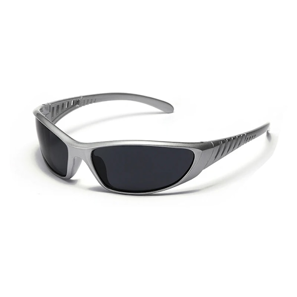 Retro Y2K Solglasögon Utrikeshandel Hip Hop Style Körglasögon Steampunk Goggles Gothic Oculos De Sol UV400 C04 MattSilver  Blac As Photos Showing