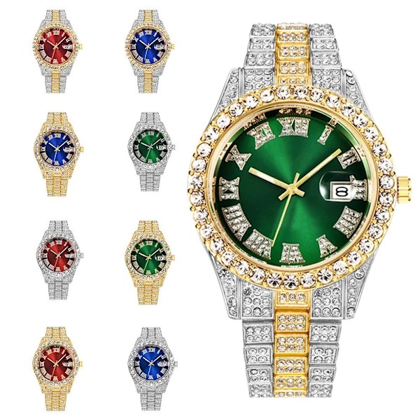 Iced Out Watch Herr Lyx Märke Full Diamond Herrklockor AAA CZ Quartz Watch Vattentät Hip Hop Man Klocka Present För Herr SIZE2-SLIVER