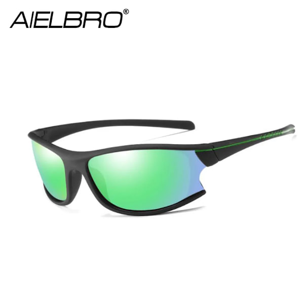 AIELBRO Glasögon 2021 Polariserade Cykel Solglasögon Fiske Vandring UV400 Herr Solglasögon Cykel Glasögon Solglasögon för män C02 black green gray