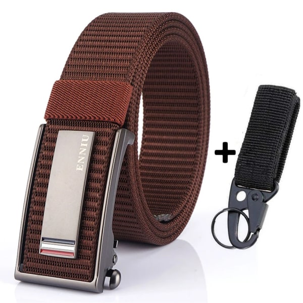 Nytt mode herrbälte Toppkvalitet Bekväma nylon för män Metall Automatiskt spänne Ung Canvas Taktisk designerbälte Coffee Belt B Set 120cm Adjustable