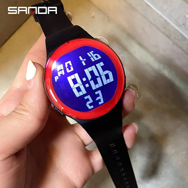 SANDA Watch Japan Digital Movement Countdown Sportklockor Herr Multifunktion Vattentät Chrono Armbandsur Klocka reloj hombre Blue