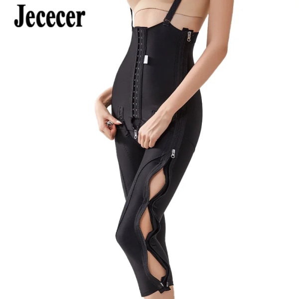 3/4 Längd Dam Spandex Byxor Kontroll Hög midja Medical Joggings Body Shaper Shapewear Underkläder Sträckbara lår Smalare Black XS