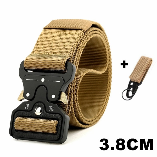 125-145CM taktiskt armébälte Militärträning Battle Nylon midjebälte Överlevnadstillbehör Krok Automatiska metallspännen för män 3.8cm K belt 1 hook 125cm