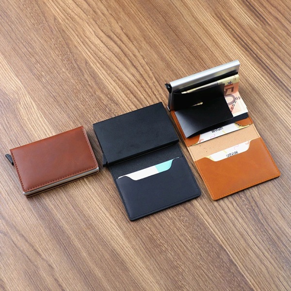 Kreditkortshållare för män Bankkortshållare Läder RFID-plånbok Mini Money Clips Business Lyx Kvinnor Liten plånbok E