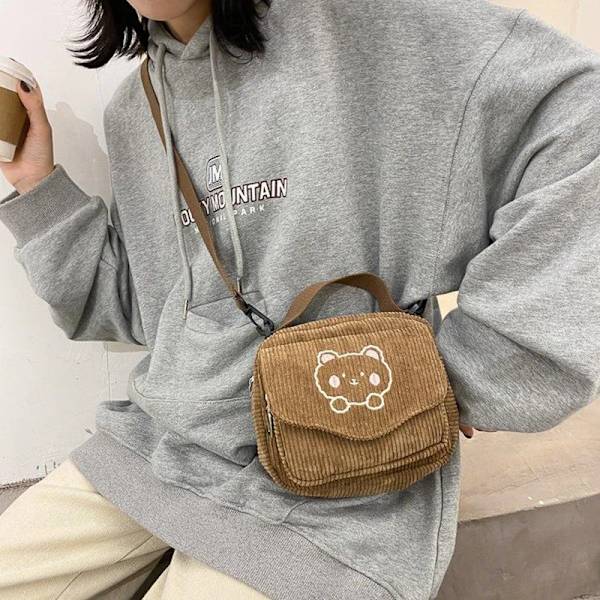 Heta kvinnor Canvas Dragkedja Preppy Style Student Tote Shoulder Messenger Bag Liten Manchesterväska Reseväska Handväska Beige