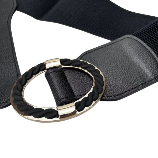 Dam elastisk bred stretchig midja Cinch-bälte midjeband för klänningar Tröja byxor och jacka 6.5-21-Black 85cm to 105cm