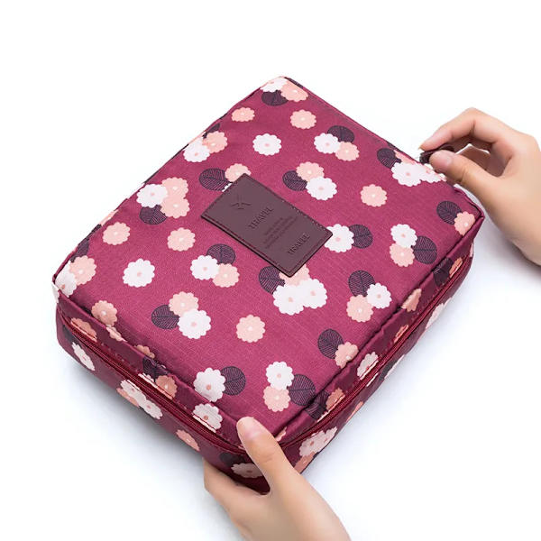 SOBU Vattentät Bärbar Dragkedja Kosmetikväska dot beauty Case Make Up Tas Plånbok Organizer Förvaring Resetvättpåse K1049 Rose Flower