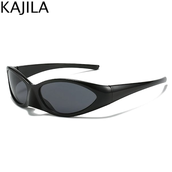 Rektangel Sportsolglasögon Dam Män Retro Punk Trendiga 2000-talssolglasögon för damer Cykelglasögon Y2K utomhusglasögonskydd Black With a screwdriver