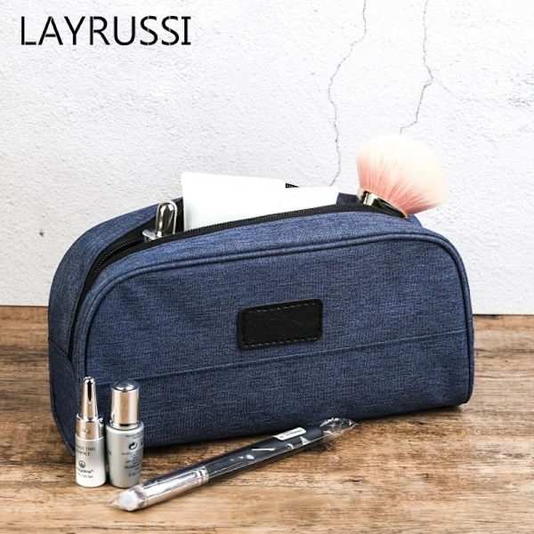 Layrussi Resor Vattentät Sminkväska För Kvinnor Toalettartiklar Organizer Wash Kit Förvaringsväska Påse Män Handväska Dragkedja Kosmetiska väskor Beige