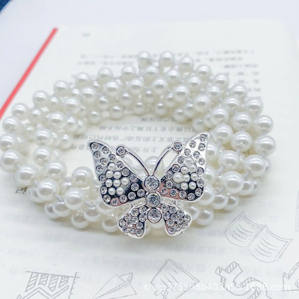 Trendig pärla midjekedja Dammode Rhinestone Elastisk klänning Midjeband Dam Designer tunna midjebälten Kläder Accessoarer Type 10 115cm
