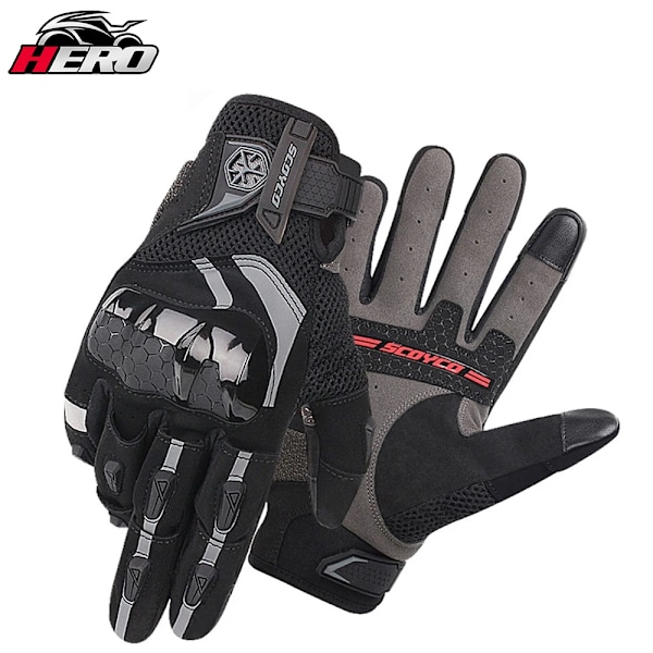 Scoyco Sommar Motorcykelhandskar Andningsbara Mesh Motorbike Handskar Touch Funktion Moto Motocross Handskar Off Road Racing Ridning mc117-gloves-1 M
