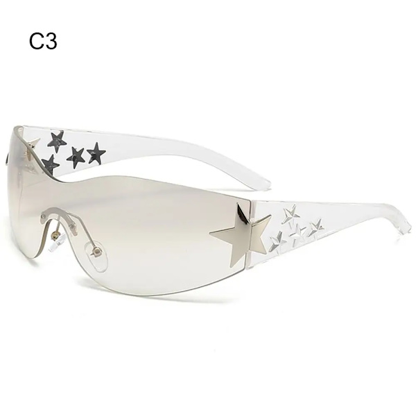 Lyxiga Punk Sport Solglasögon Dam Märkesdesigner Y2K One Piece Solglasögon Män Goggle Shades UV400 Love Heart Mode Glasögon B-C3