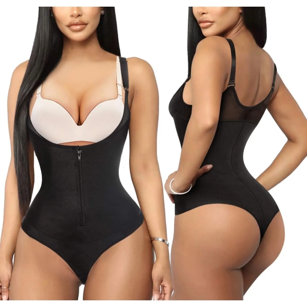 Nadaingaa Latex waist trainer Slät underbyst Smalning Underkläder Bodysuit Shapewear Magstrimmer Kvinnor Korsett Black M