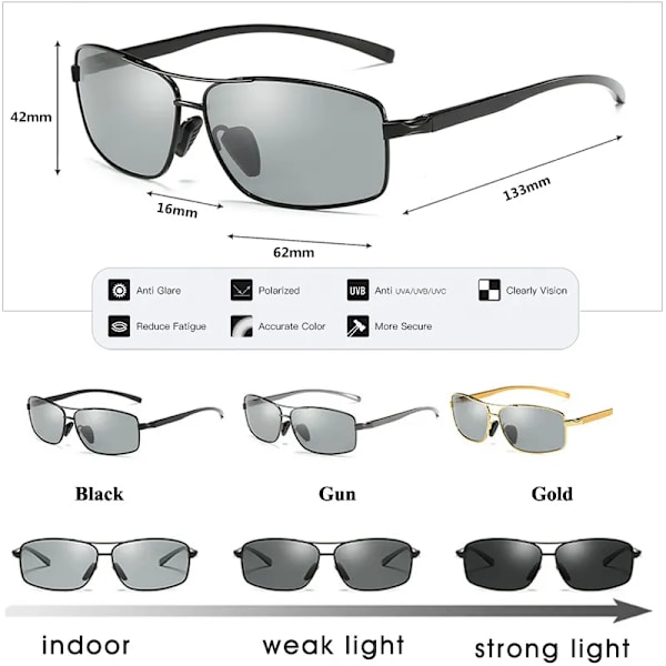 LIOUMO Top Photochromic Solglasögon Män Kvinnor Polariserade kameleontglasögon Körglasögon Antireflex solglasögon zonnebril heren Gun frame LIOUMO